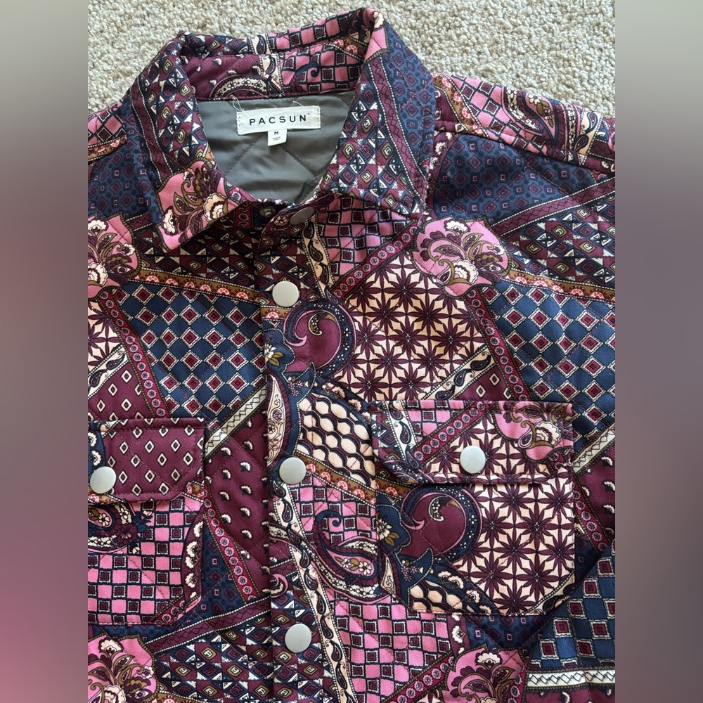 PacSun Quilted Shirt Jacket Men’s Multi Color Paisley Size Medium - Picture 6 of 13